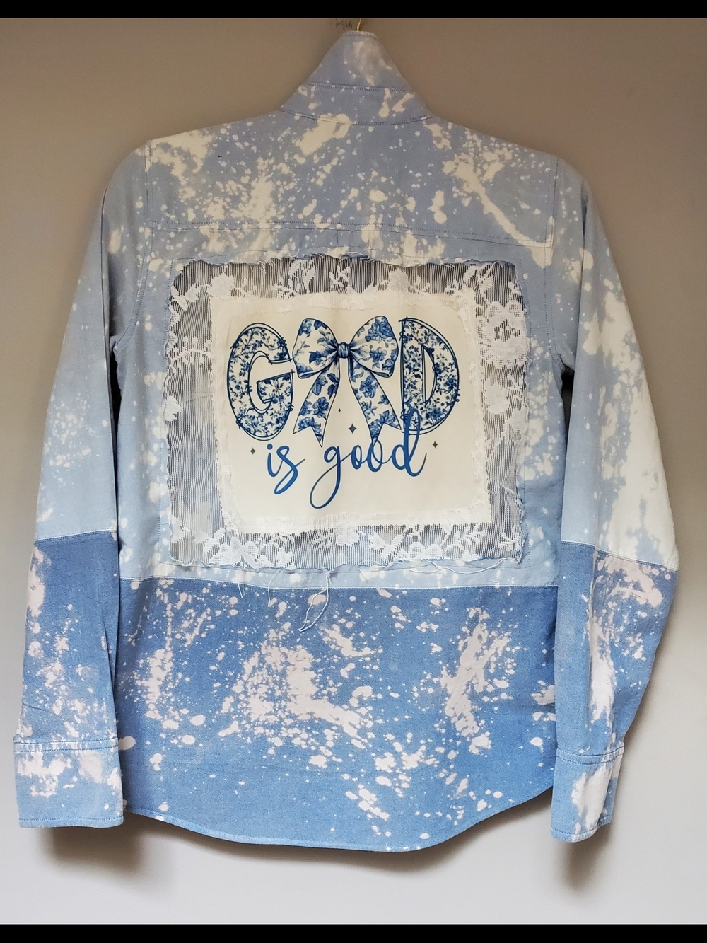 Upcycled GOD IS GOOD  Button Down
